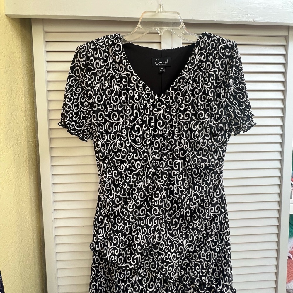Vintage Y2 K Connected Apparel Black and White Dress Sz 10